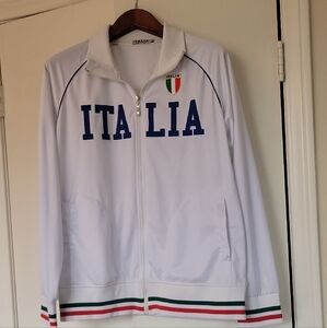 Italina White Bomber Jacket with Italian Flag Accents